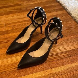 Banana Republic Black Heels with Pearl Accents